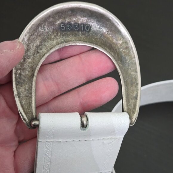 Nordstrom Original AU Coton White Leather Belt with Silver Buckle 39\
